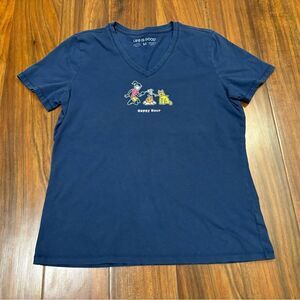 Life Is Good Happy Hour Campfire navy short sleeve tee shirt